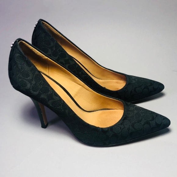 Coach Shoes - Authentic Coach Black Signature Logo Canvas Pump